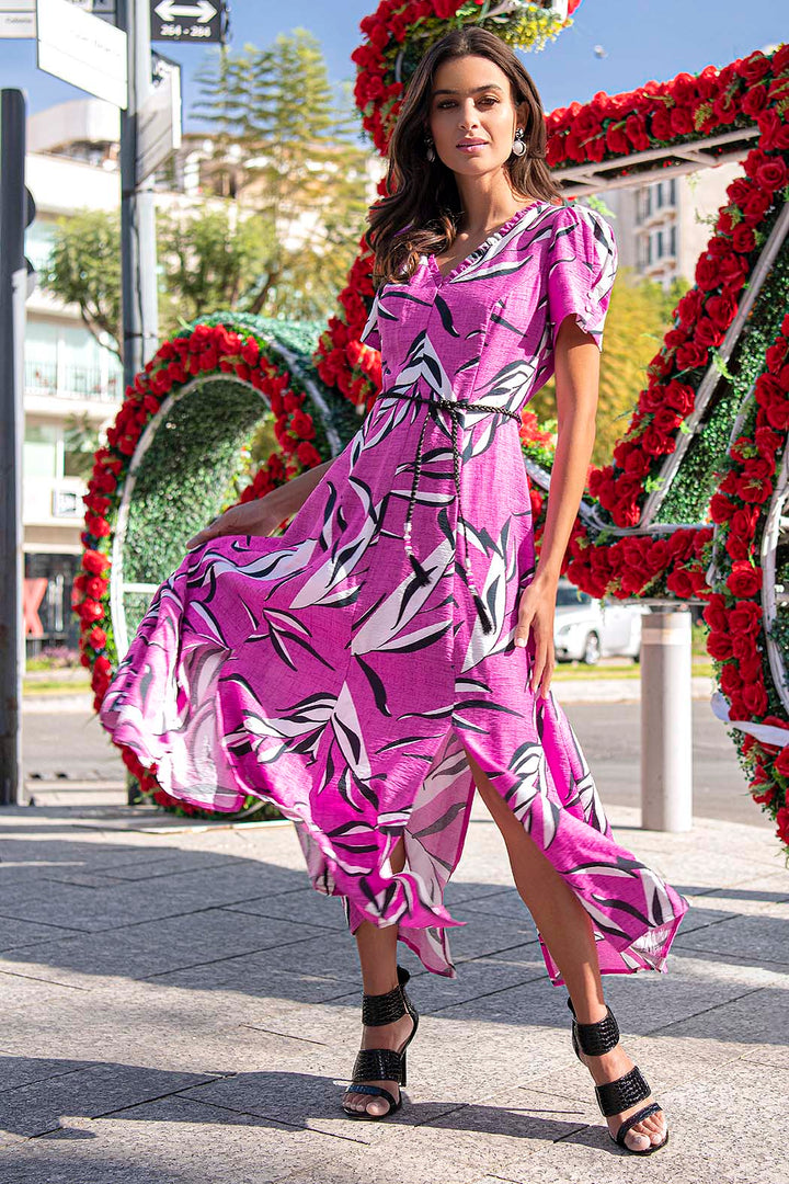 Vestido Estampado Con Cinturon