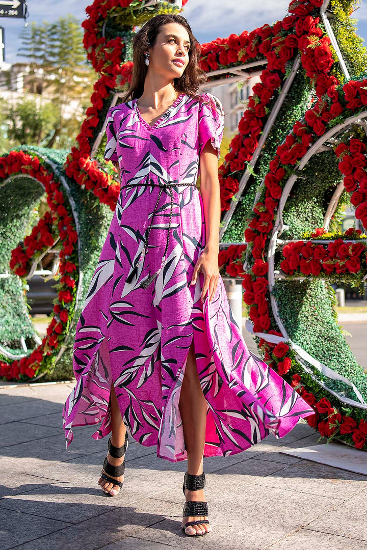 Vestido Estampado Con Cinturon