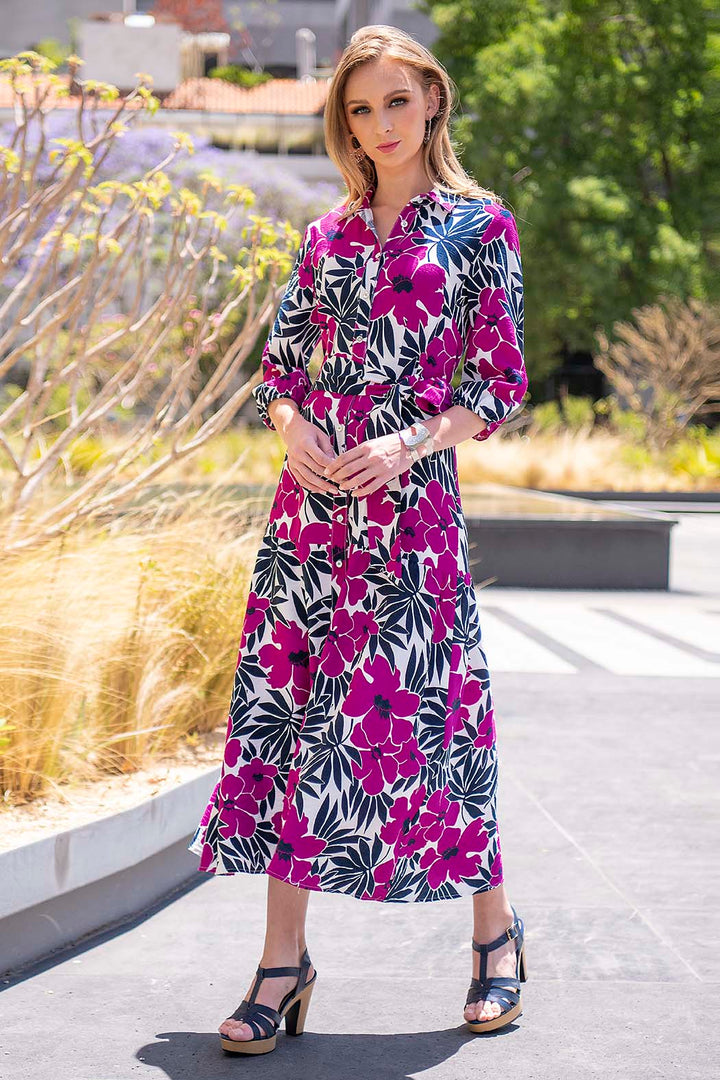 Vestido Largo Con Estampado De Flores