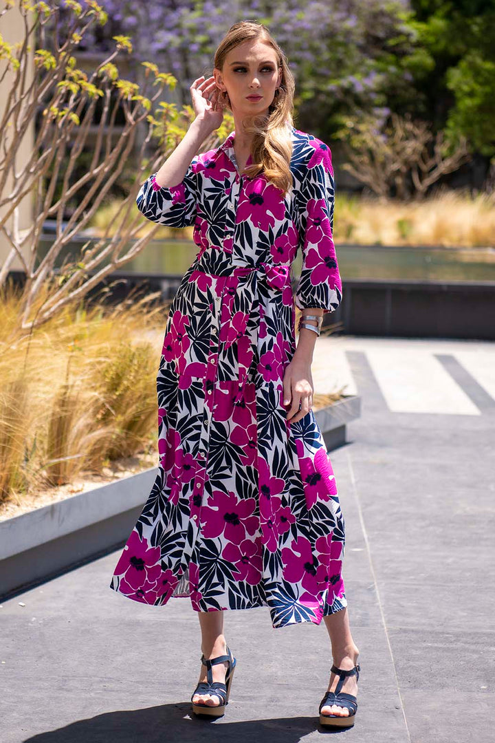 Vestido Largo Con Estampado De Flores