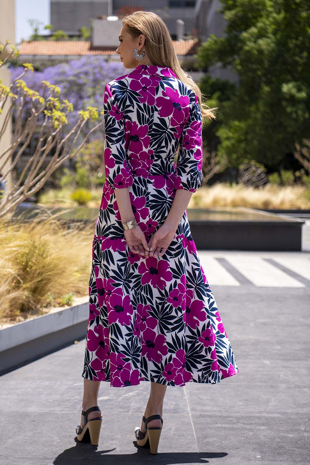 Vestido Largo Con Estampado De Flores