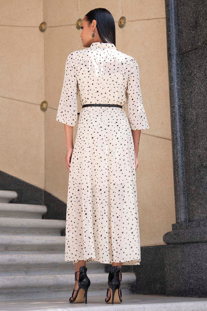 Vestido Largo Con Estampado De Puntos