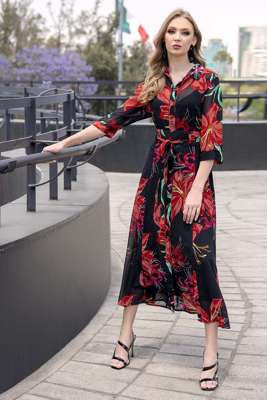 Vestido Largo Con Estampado De Flores – CHERRY Online
