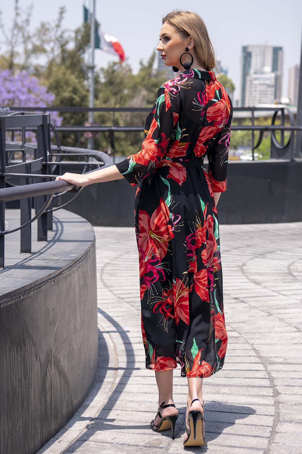Vestido Largo Con Estampado De Flores