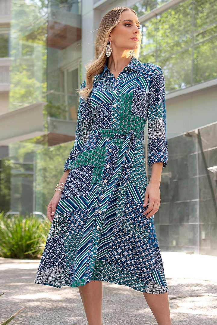 Vestido Camisero Con Estampado De Cuadros
