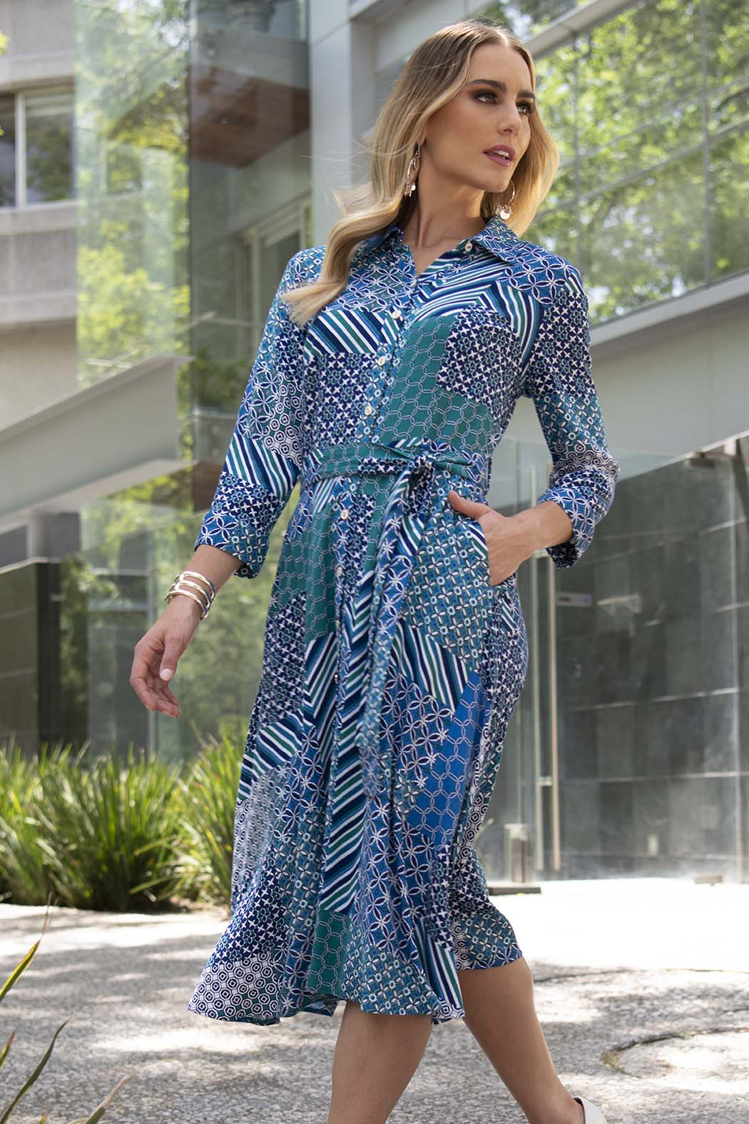 Vestido Camisero Con Estampado De Cuadros