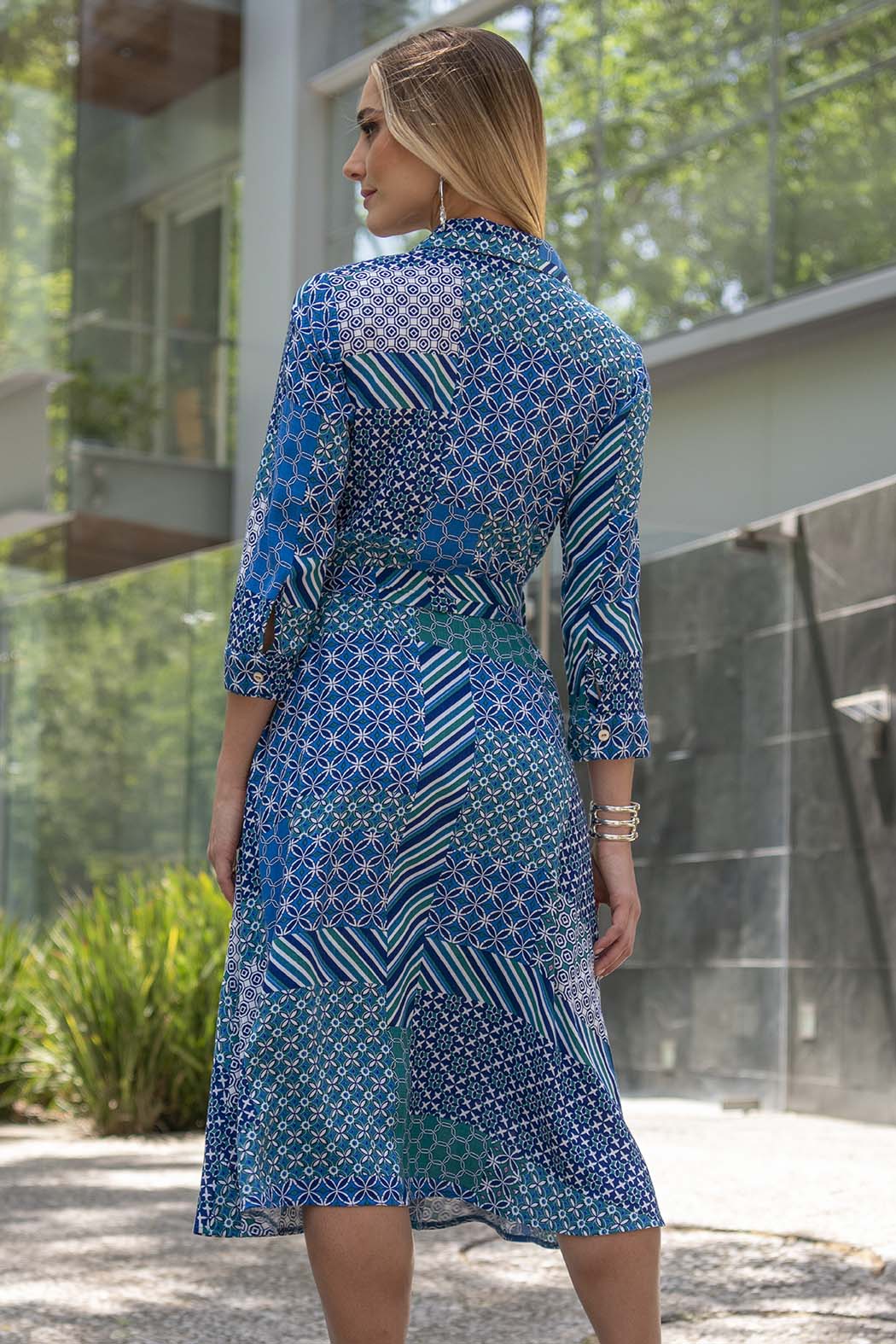 Vestido Camisero Con Estampado De Cuadros