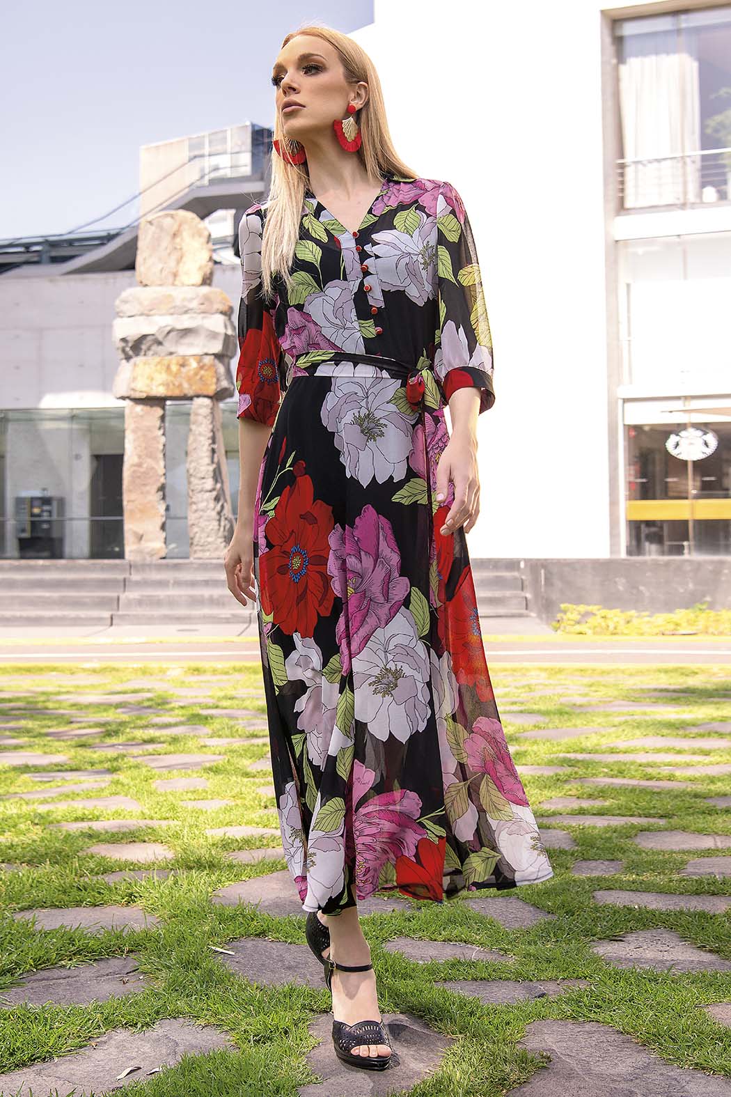 Vestido Con Estampado De Flores