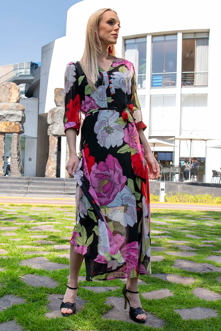 Vestido Con Estampado De Flores