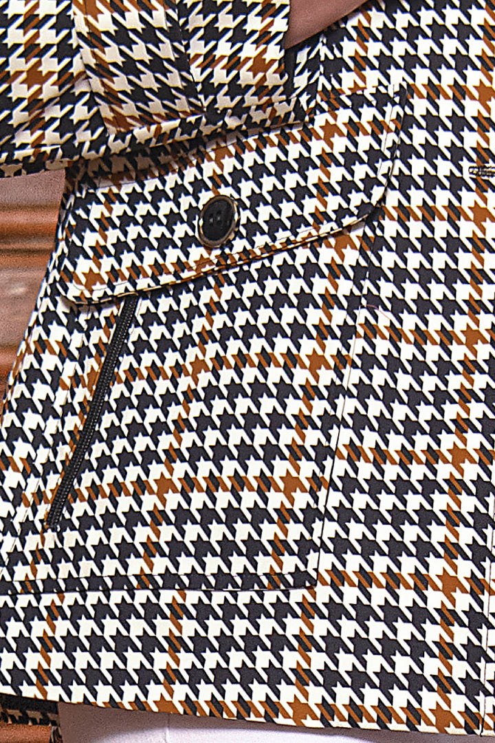 Gabardina Estampado Pata De Gallo Con Cierre