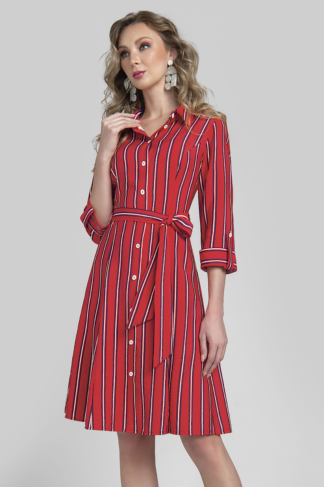 Vestido Camisero Volante-Viscosa Estampada main image 1