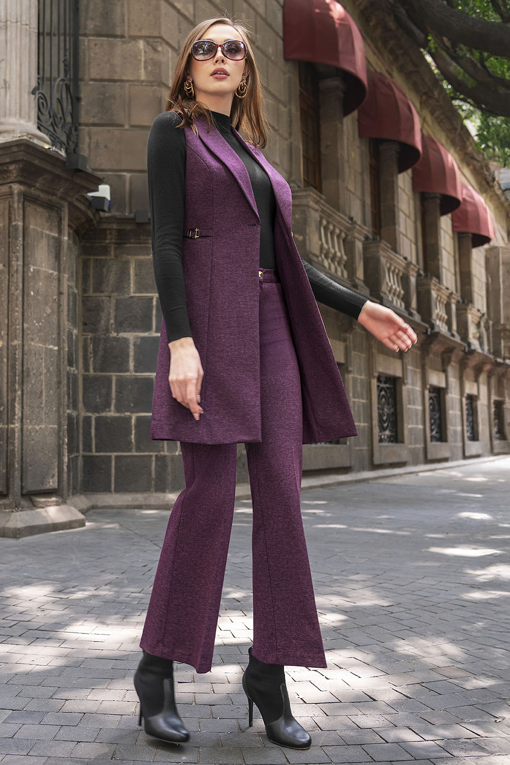 Conjunto De Pantalon Con Chaleco Largo
