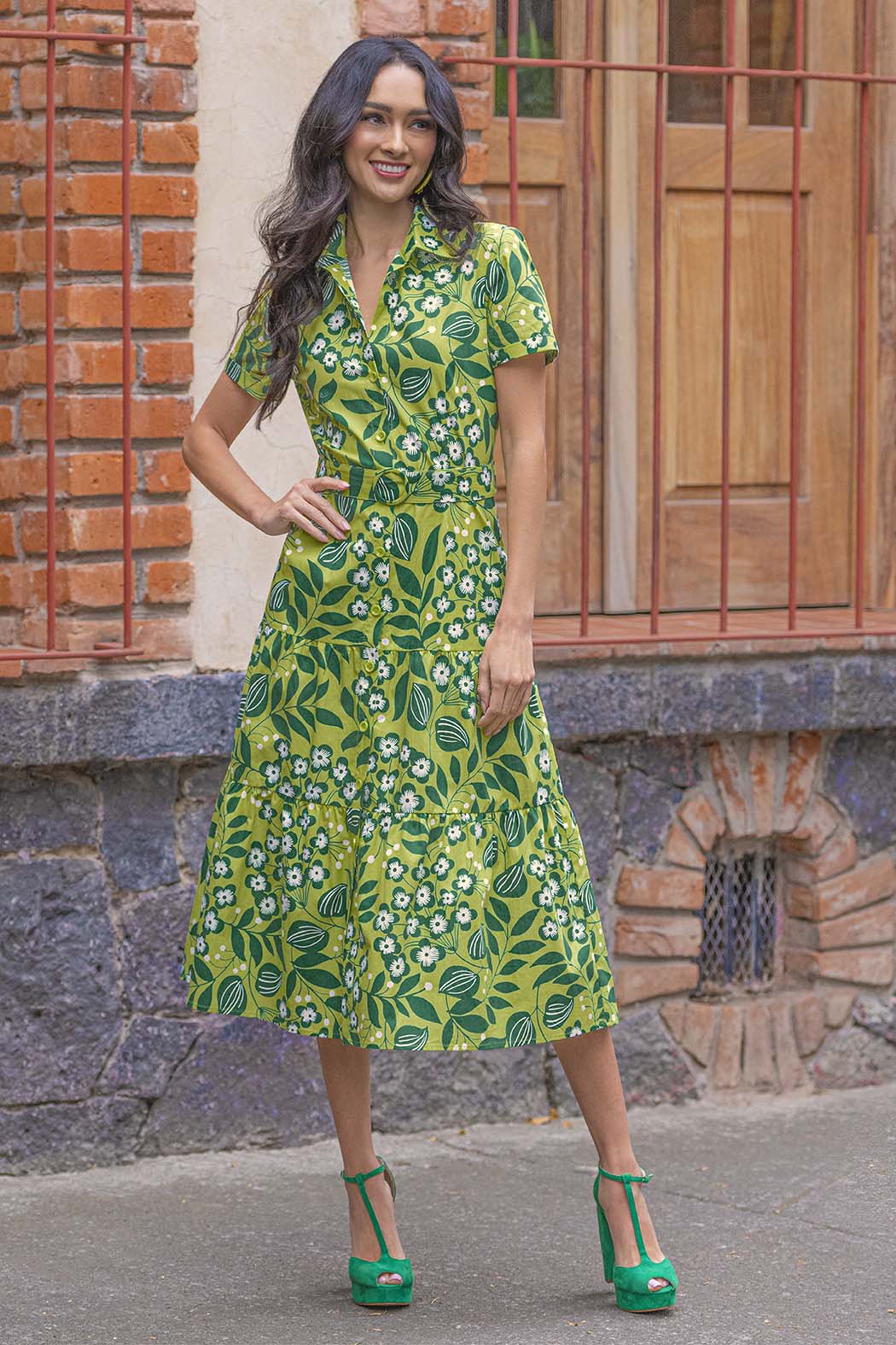 Vestido Camisero Con Estampado De Flores