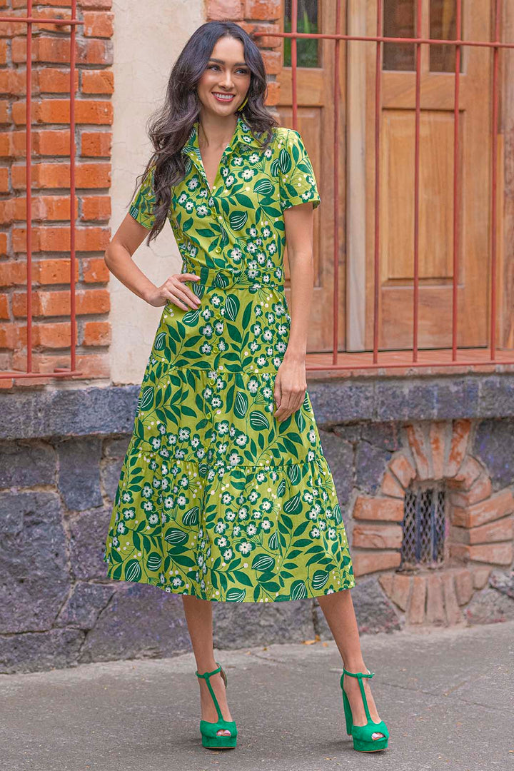Vestido Camisero Con Estampado De Flores
