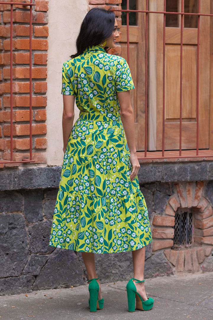 Vestido Camisero Con Estampado De Flores