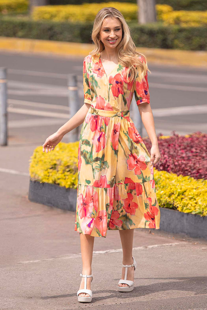 Vestido Con Estampado De Flores