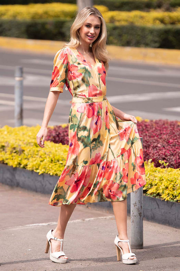 Vestido Con Estampado De Flores