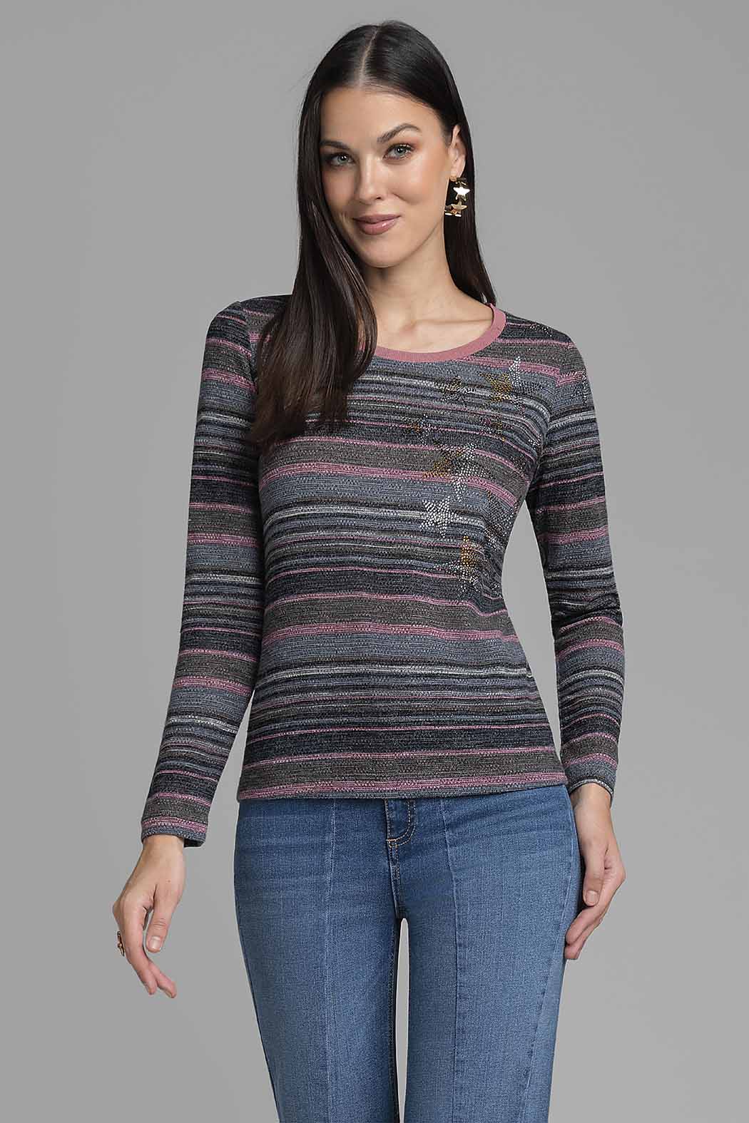 Sueter De Punto Con Estampado Rayado