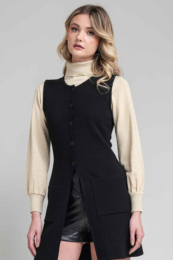Sueter De Punto Metalico Cuello Alto