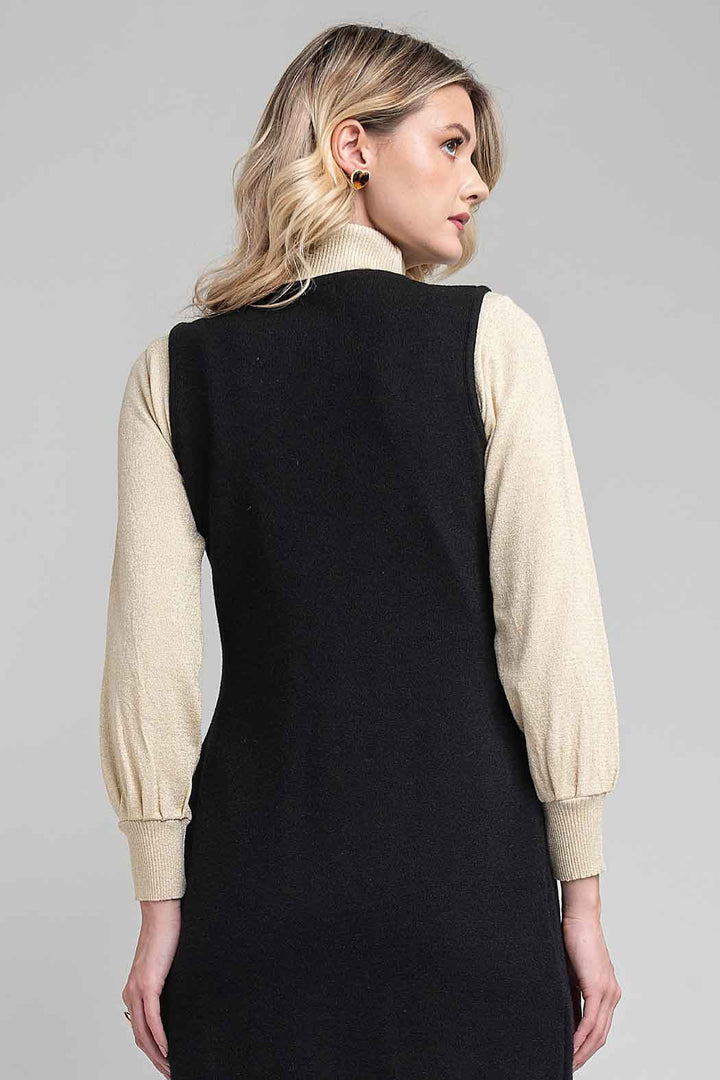Sueter De Punto Metalico Cuello Alto