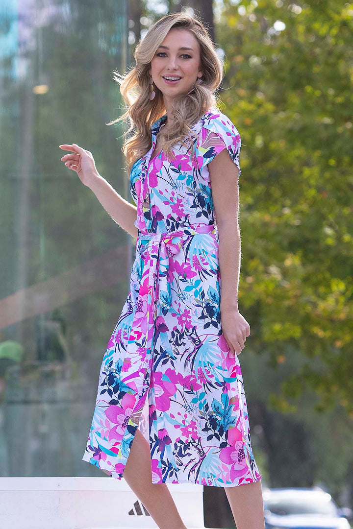 Vestido Camisero Con Estampado De Flores