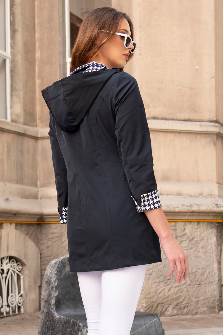 Gabardina Con Estampado Pata De Gallo En Puños