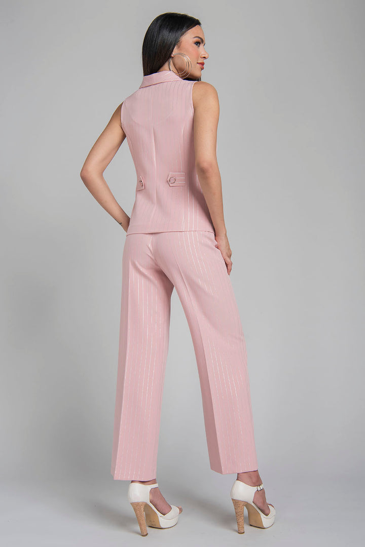 Conjunto De Pantalon Con Chaleco Y Botones Al Frente