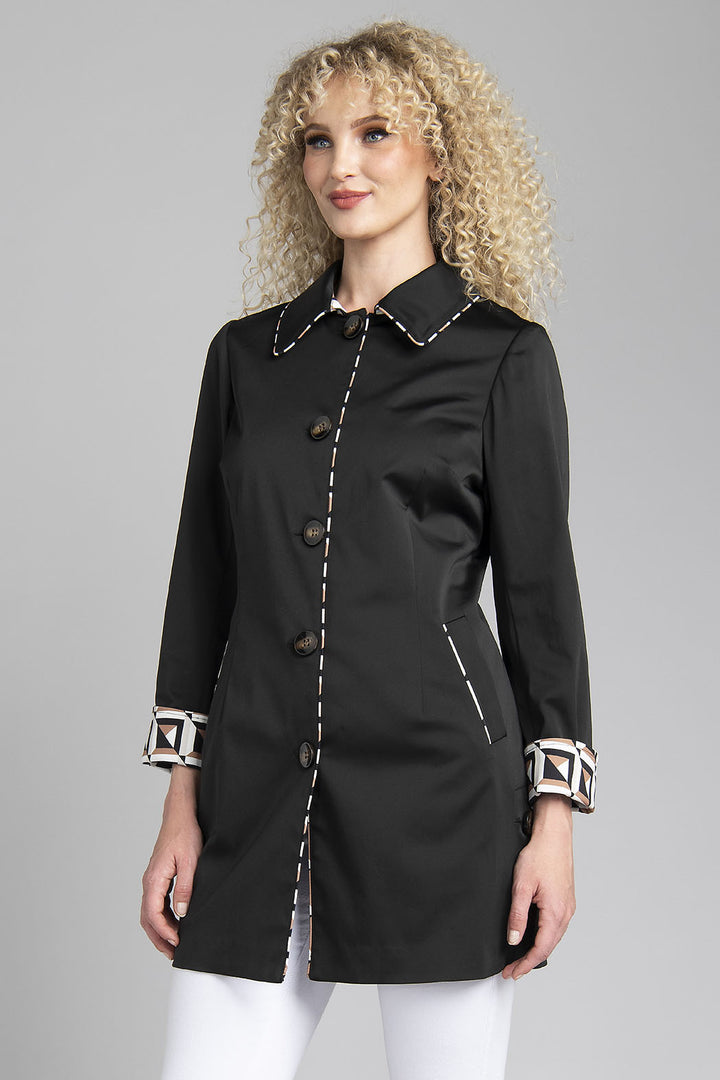Gabardina Larga Con Botones Al Frente Y Laterales