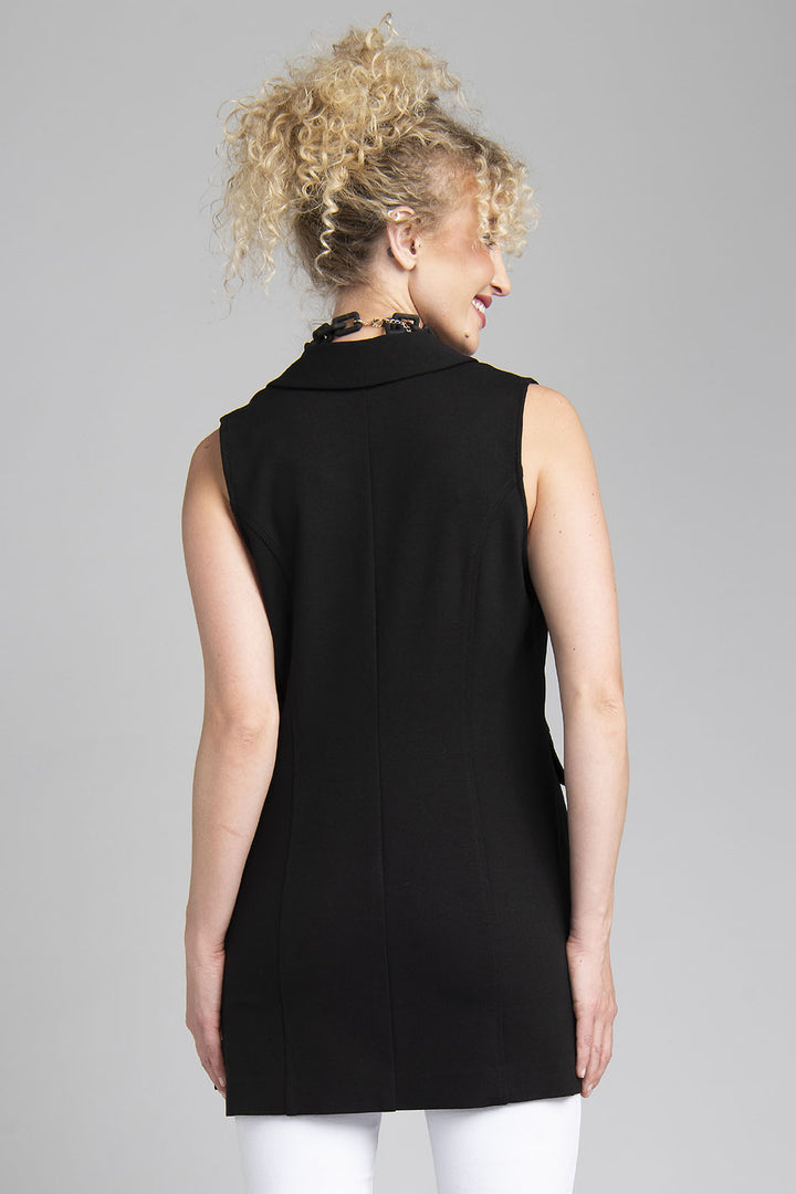 Chaleco Largo Con Solapa Y Boton Al Frente