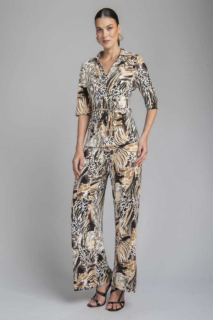 Conjunto De Pantalon Y Blusa Con Estampado De Animal Print