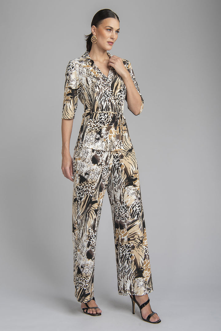 Conjunto De Pantalon Y Blusa Con Estampado De Animal Print