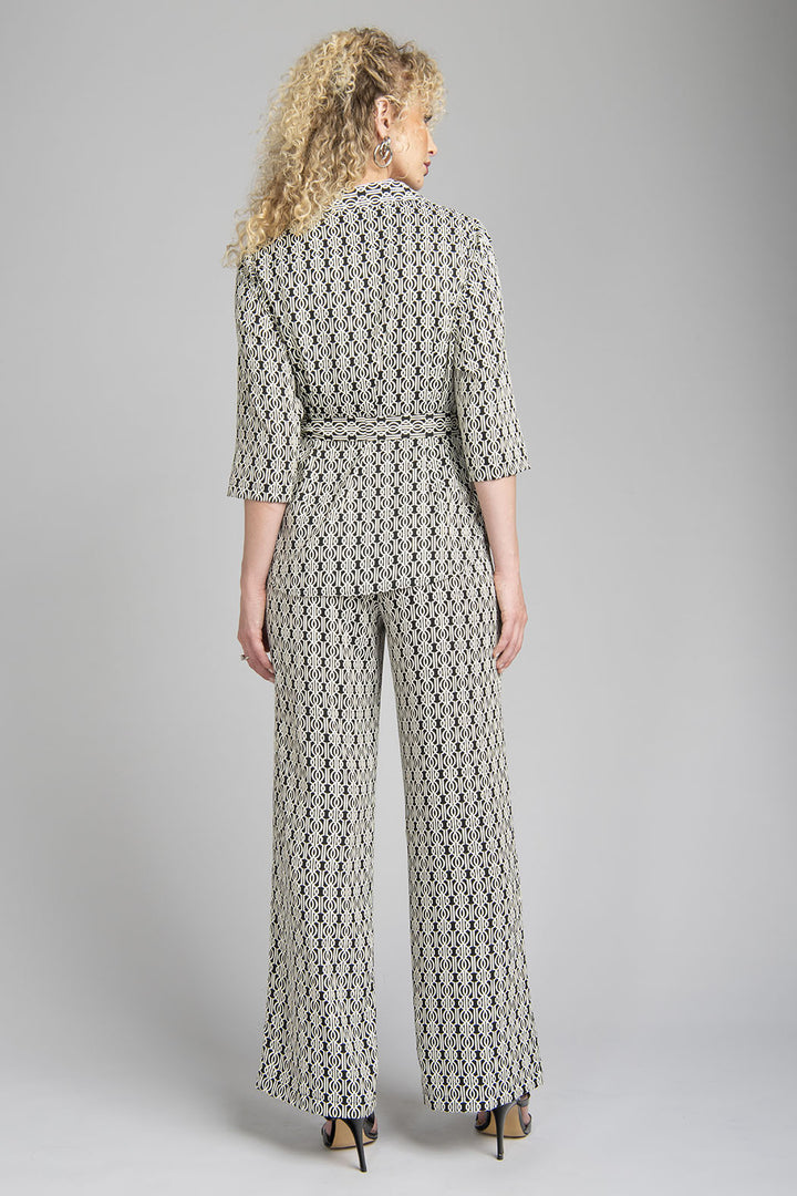 Conjunto De Pantalon Y Bluson Estampado Con Jareta En Cintura