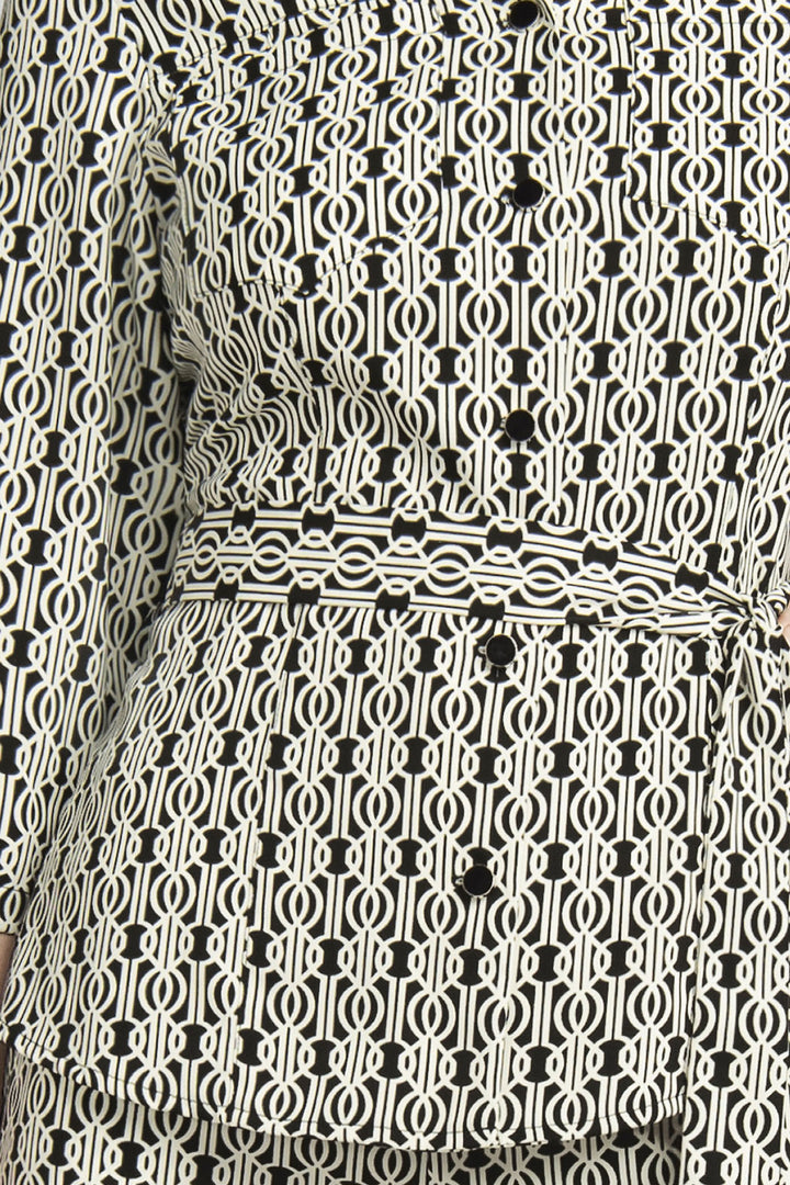 Conjunto De Pantalon Y Bluson Estampado Con Jareta En Cintura