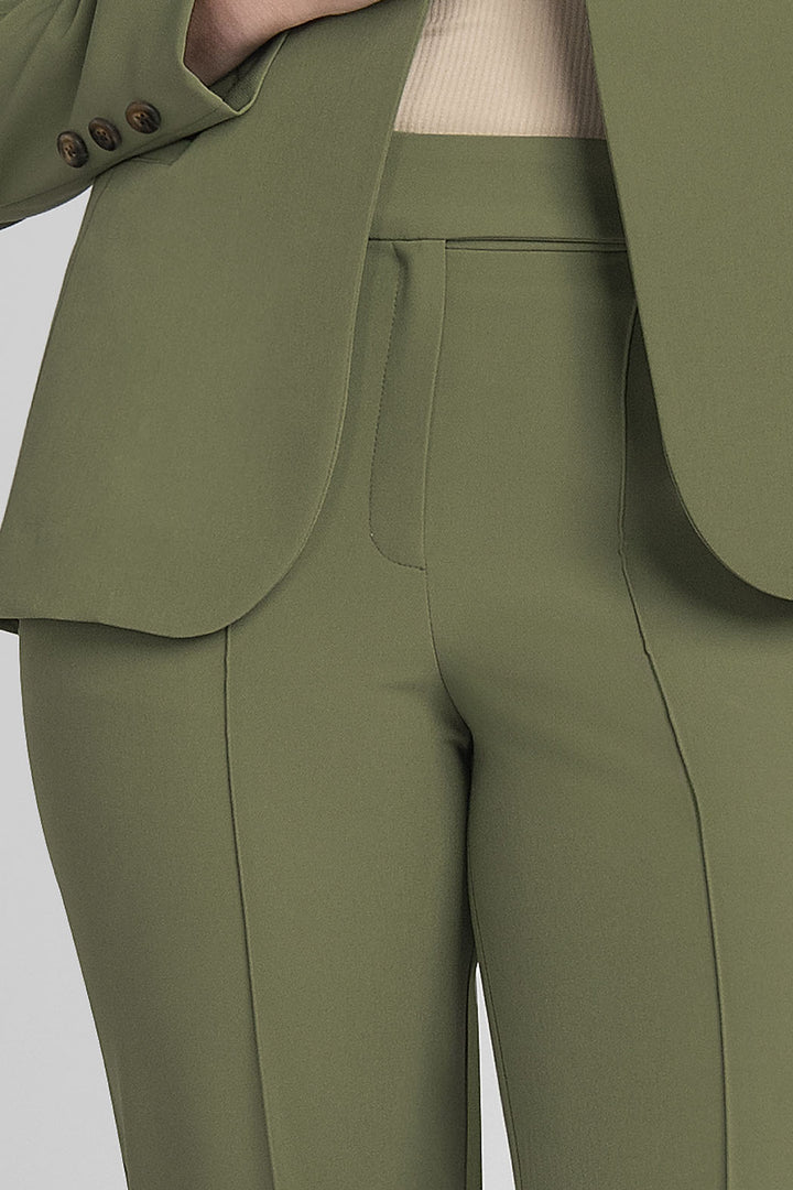 Conjunto De Pantalon Corte Recto Y Saco Corto Con Manga Larga Y Solapa