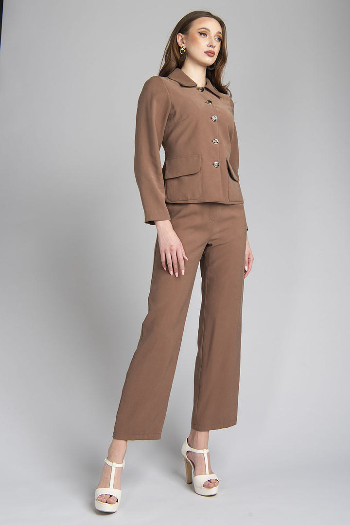 Conjunto De Pantalon Corte Recto Con Saco Manga Larga Y Botones Al Frente