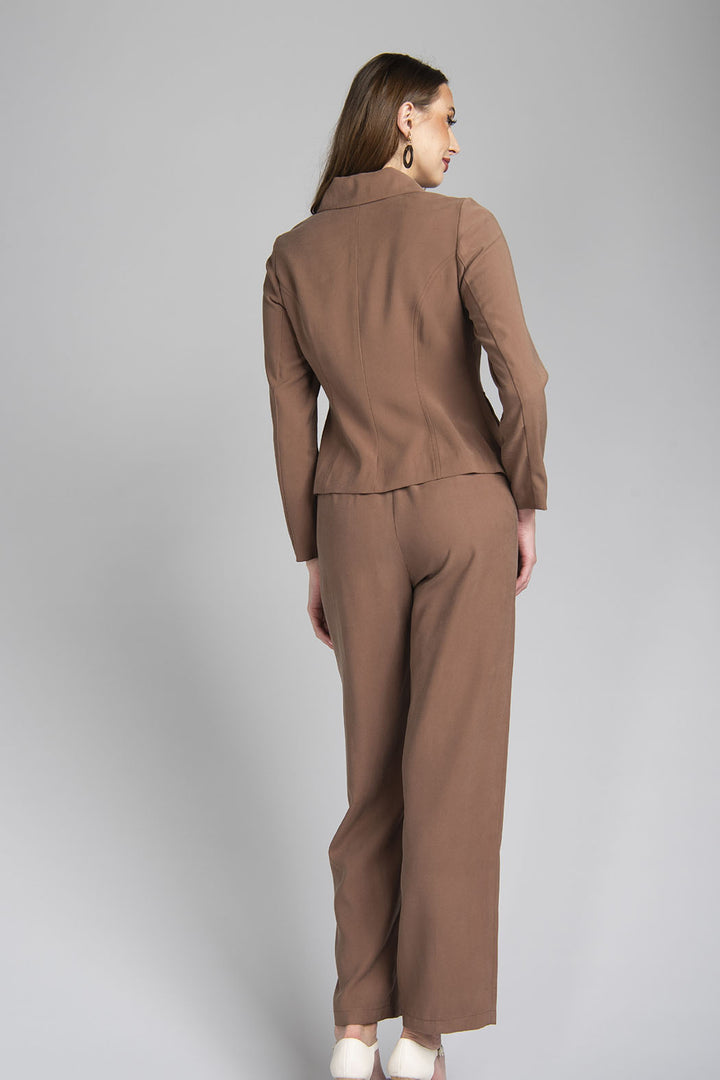 Conjunto De Pantalon Corte Recto Con Saco Manga Larga Y Botones Al Frente