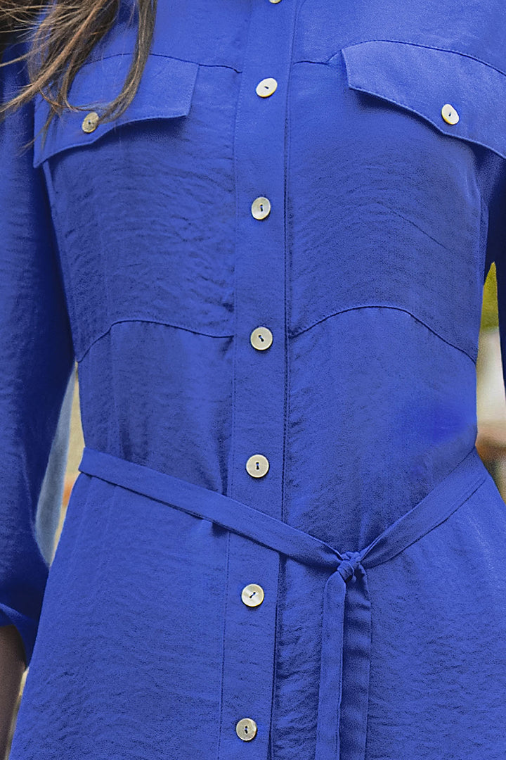 Conjunto Liso De Pantalon Corte Amplio Y Blusa Camisera
