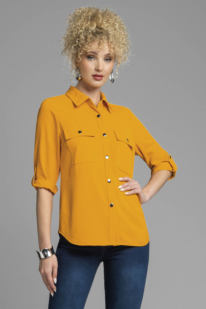 Blusa Camisera Con Bolsas Al Frente