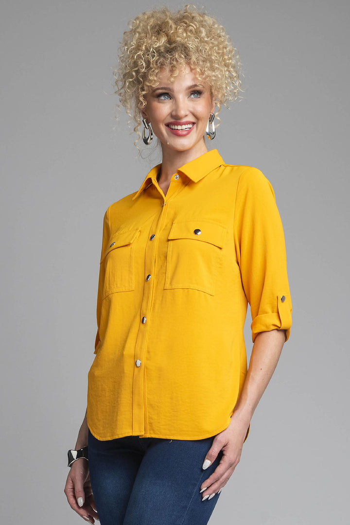 Blusa Camisera Con Bolsas Al Frente