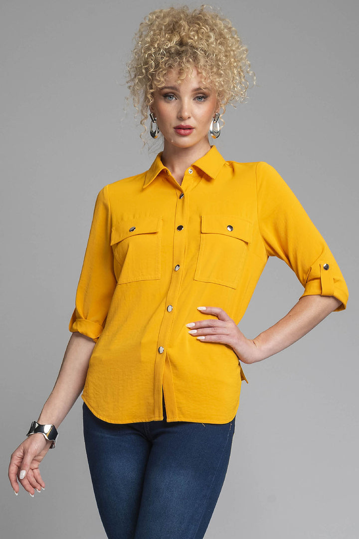 Blusa Camisera Con Bolsas Al Frente