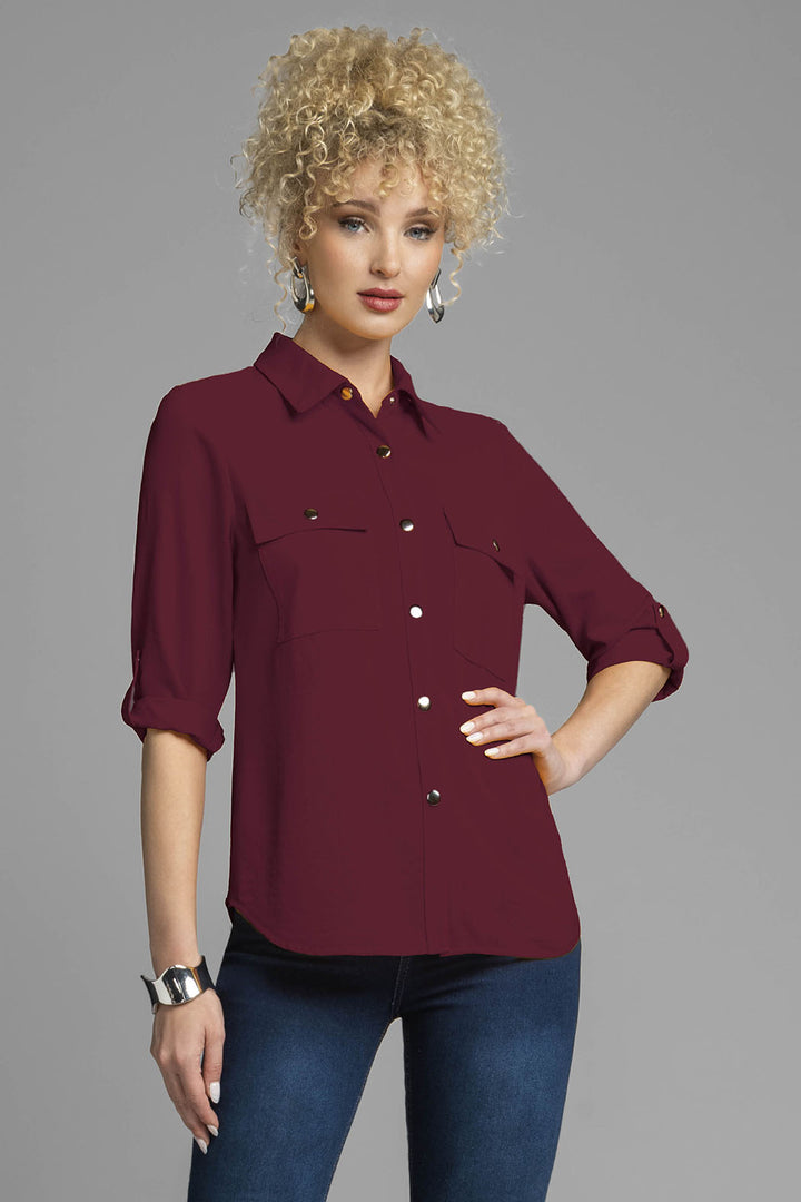 Blusa Camisera Con Bolsas Al Frente