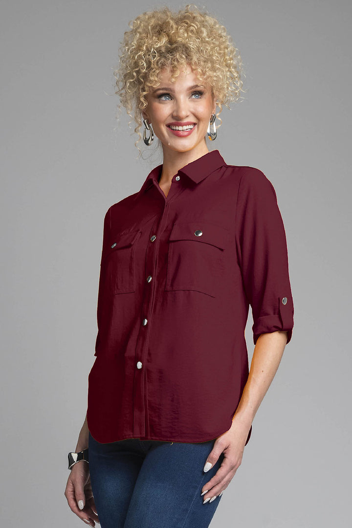 Blusa Camisera Con Bolsas Al Frente