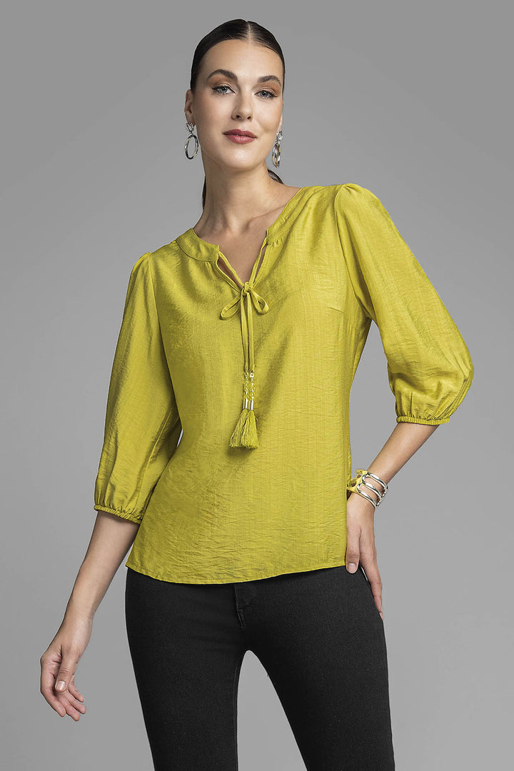 Blusa Manga 3/4 Con Amarre En Cuello