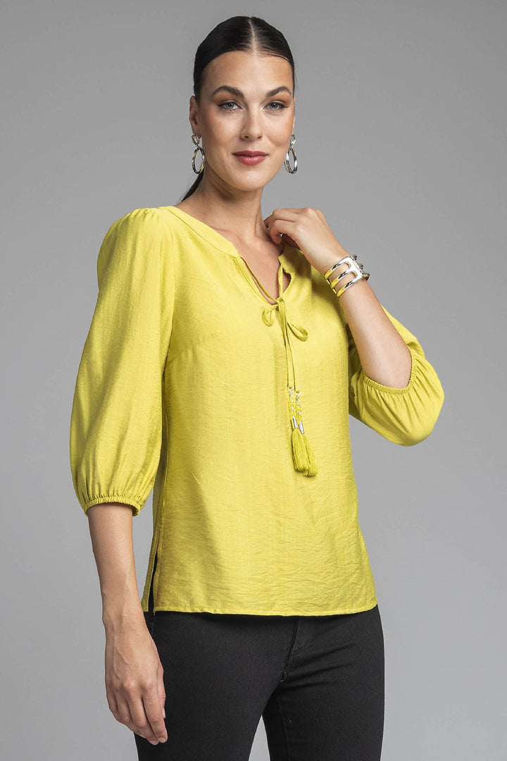 Blusa Manga 3/4 Con Amarre En Cuello