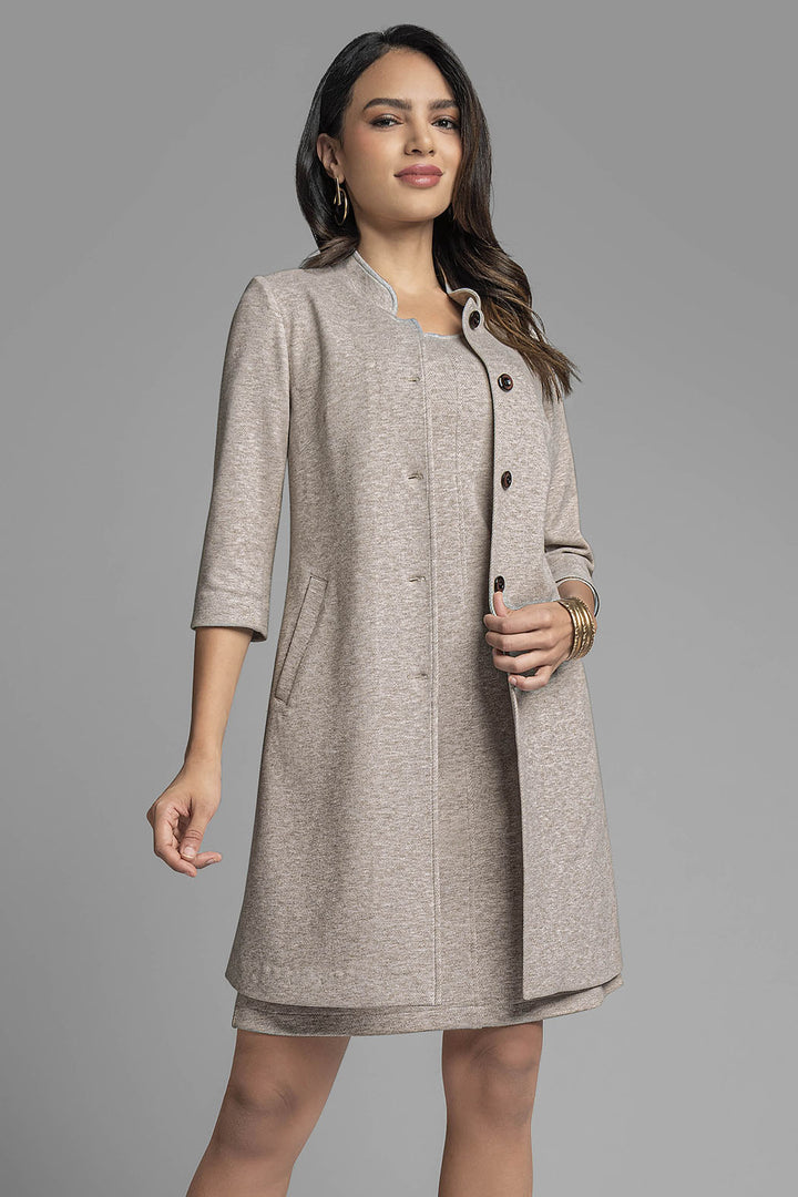 Vestido Con Saco Liso Y Manga 3/4