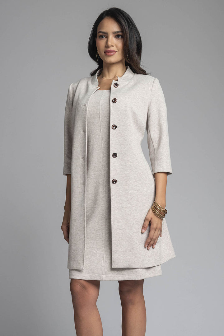 Vestido Con Saco Liso Y Manga 3/4