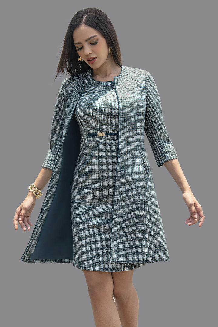 Vestido Con Saco Estampado De Cuadros