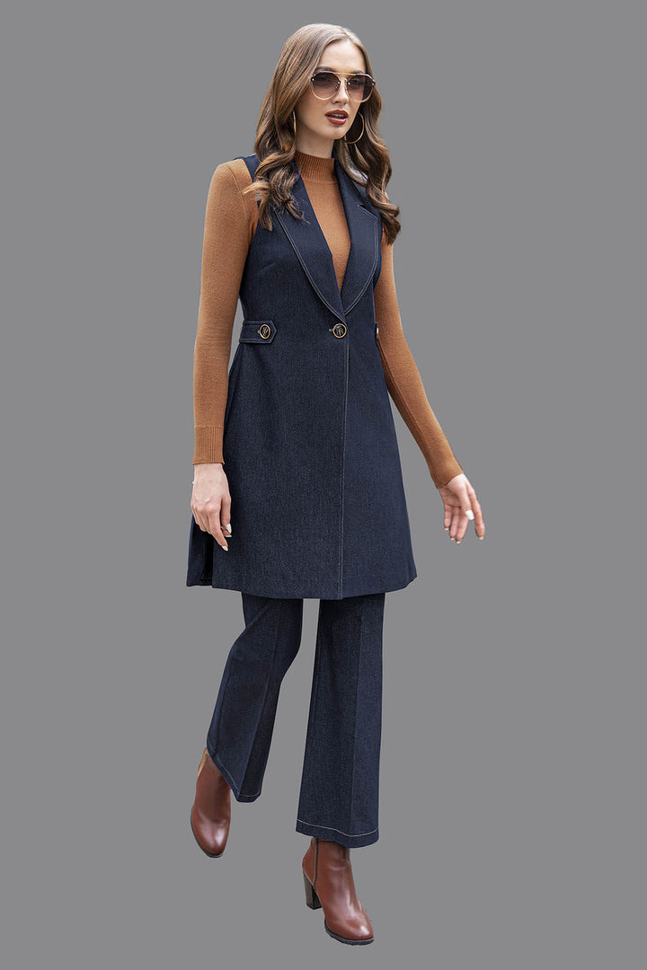 Conjunto De Pantalon Con Chaleco Largo