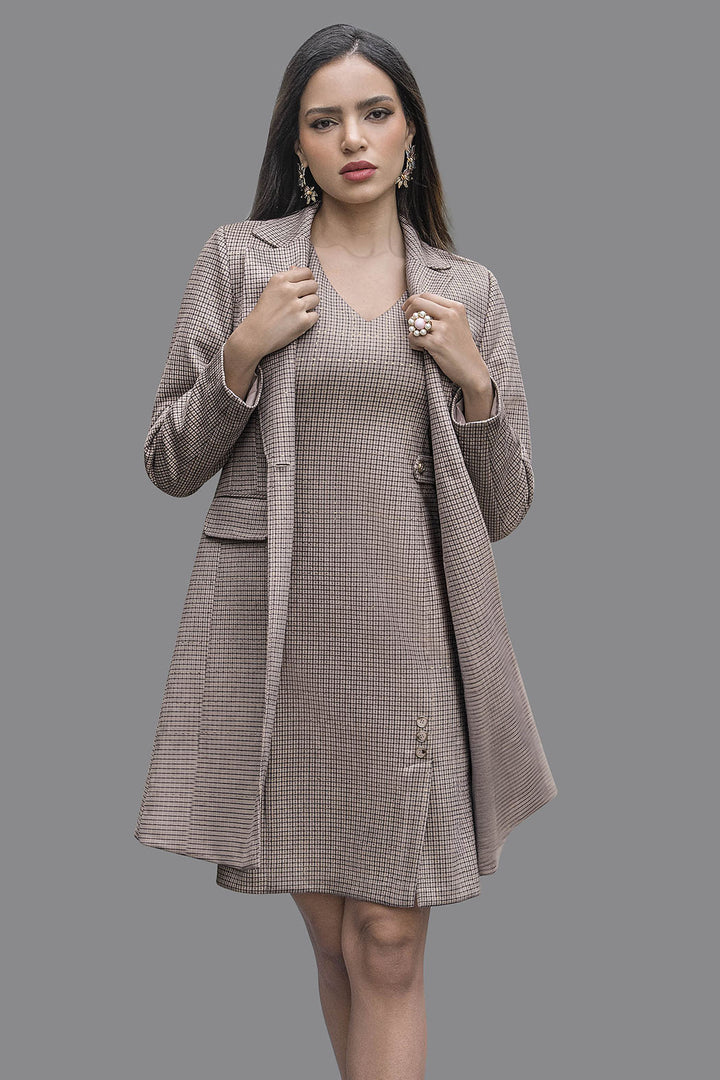 Vestido Con Saco De Cuadros Con Solapa
