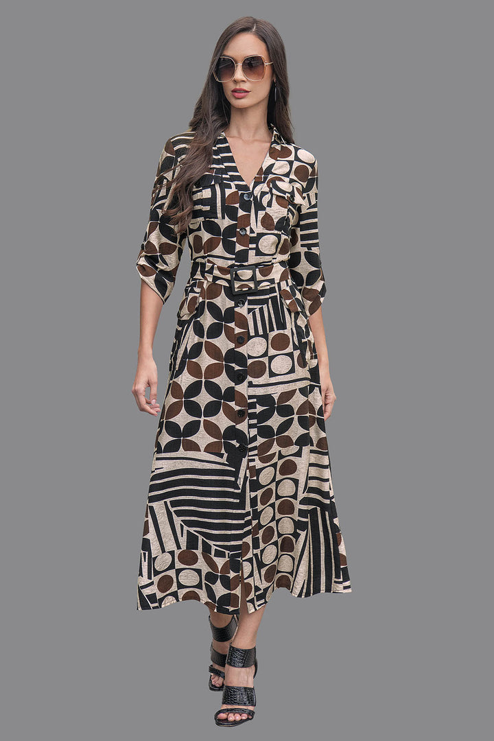 Vestido De Manga Larga Estampado